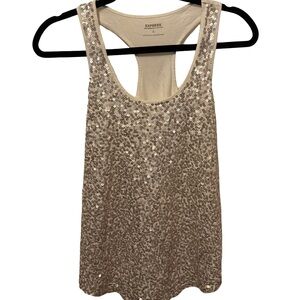 Express Cream Lace Detail Tank Top